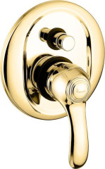 Emmevi Harmony, однорычажный встраиваемый смеситель для душа с дивертером на 2 выхода, цвет золото