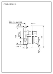Emmevi Harmony, однорычажный встраиваемый смеситель для душа с дивертером на 2 выхода, цвет золото
