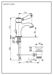 Emmevi Laguna, однорычажный смеситель для раковины (излив 11,5 см), с донным клапаном, цвет бронза