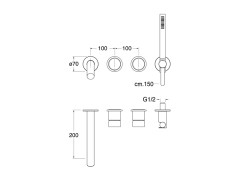 Наружные части смесителя для ванны CRISTINA SX SX10328