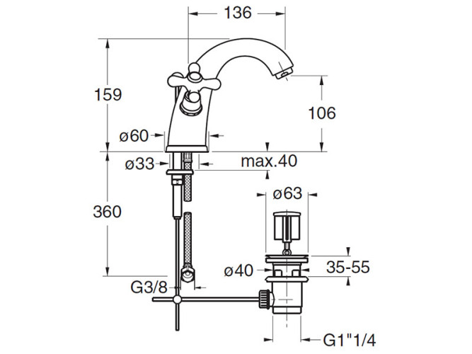 Смеситель для раковины CRISTINA IMPERO IM21213