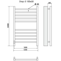 Полотенцесушитель Электрич.кабельный Ника STEP-3 100/50 левый тэн