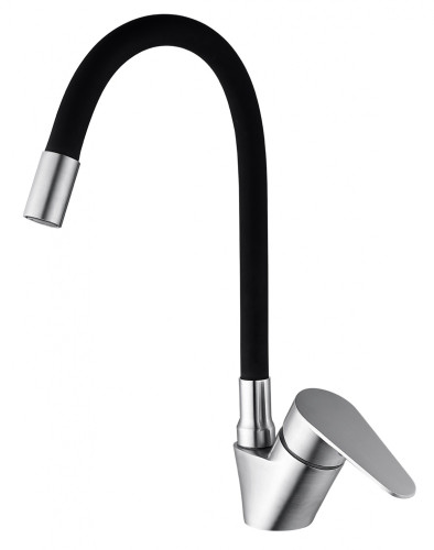 15046-C См-ль од. для кухни НЕРЖ с гиб. изливом (САТ.+ЧЕР.) ViEiR (10/1шт)