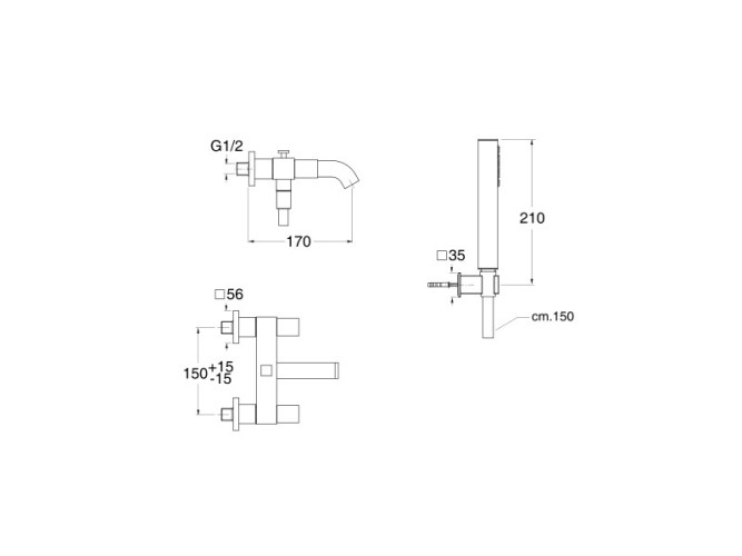Смеситель для ванны CRISTINA QUADRI QD10051
