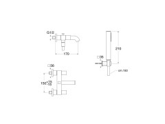 Смеситель для ванны CRISTINA QUADRI QD10051