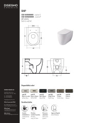 Disegno ceramica Skip, комплект напольного безободкового унитаза (выход в стену) с быстросъемным сиденьем  микролифт, цвет черный матовый