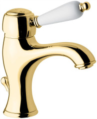Emmevi Laguna, однорычажный смеситель для раковины (излив 11,5 см), с донным клапаном, цвет золото