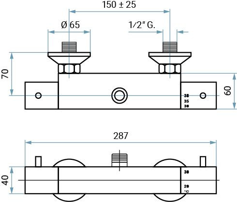 Emmevi Piper, термостатический смеситель с подключением к душевой колонне, цвет хром