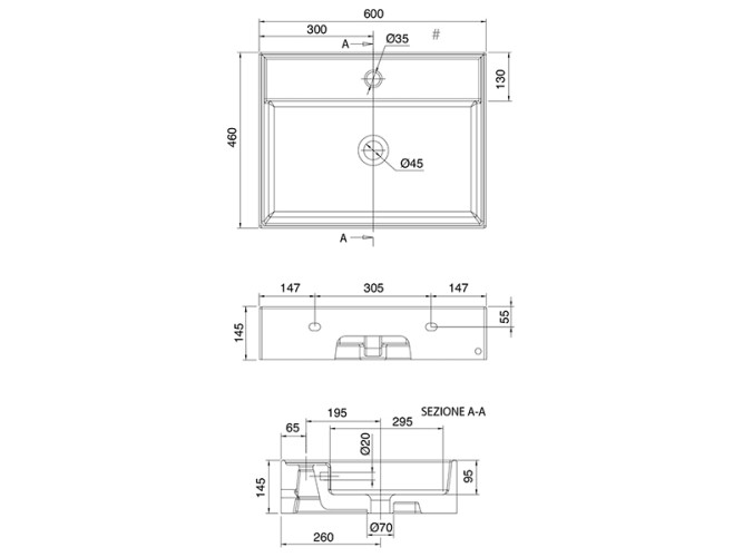 Раковина накладная/ подвесная Scarabeo TEOREMA 2.0 5105/REV