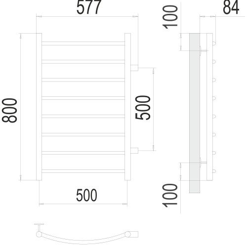 Полотенцесушитель TERMINUS Эконом Классик П8 500х800 бп500 NEW