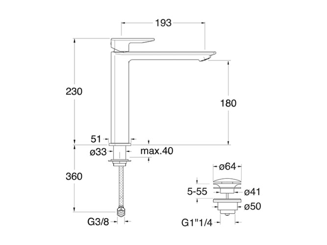 Смеситель для раковины CRISTINA PROFILO PF22734
