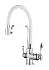 77025-F Смес. для кухни с гибким шлангом и под фильтр (БЕЛЫЙ) GANZER (10/1шт)