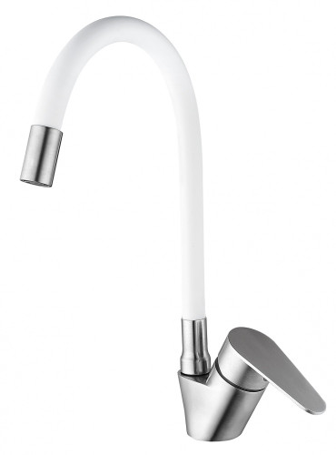 15046-F См-ль од. для кухни НЕРЖ с гиб. изливом (САТ.+БЕЛ.) ViEiR (10/1шт)