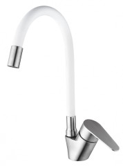 15046-F См-ль од. для кухни НЕРЖ с гиб. изливом (САТ.+БЕЛ.) ViEiR (10/1шт)