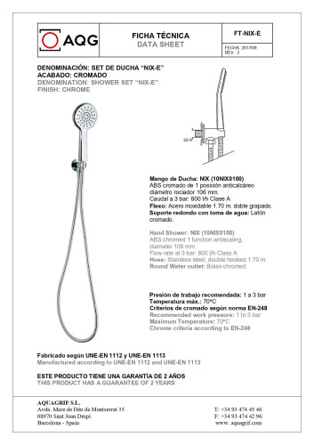 AQG Beta, душевой комплект ER316 на 3 потребителя: с круглым изливом, с круглым верхним душем 25 см и кронштейном 35 см, цвет хром