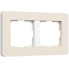 Рамка из поликарбоната на 2 поста Split айвори/белый, soft-touch W0023066