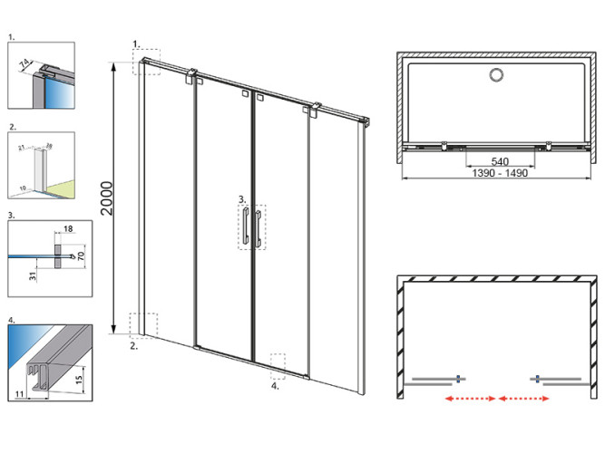 Раздвижные двери в нишу RADAWAY ESPERA DWD 140