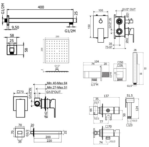 Комплект для душа Plumberia Selection TAG KITZTG18NO220