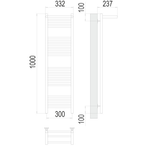 Полотенцесушитель TERMINUS Стандарт Аврора с/п П20 300х1000 NEW