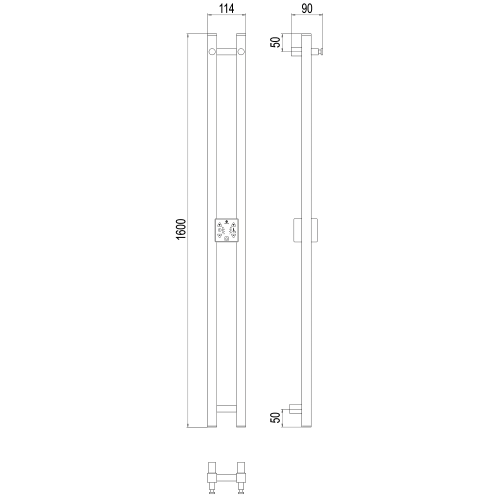 Полотенцесушитель с/т Terminus Электро Стойка DUO ПРОФИЛЬ 1600 RAL9005 черный матовый