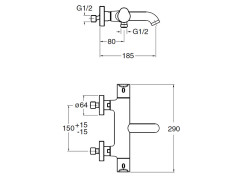 Смеситель для ванны термостатический CRISTINA NEW DAY ND15751
