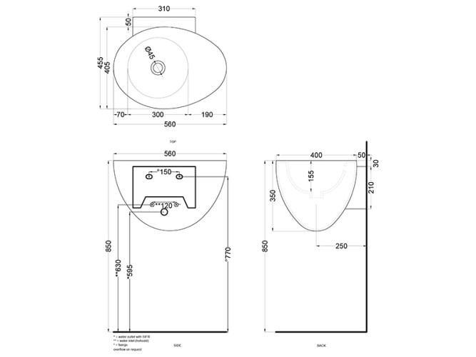 Раковина подвесная CIELO LE GIARE LGLS56SF PM
