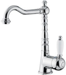 Emmevi Laguna, однорычажный смеситель для раковины (излив 19 см), с донным клапаном, цвет белый-золото