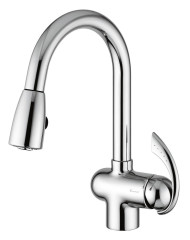 Emmevi Ramses, кухонный смеситель с поворотным изливом и вытяжным носиком, цвет хром