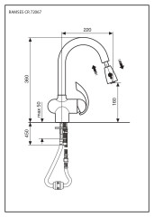 Emmevi Ramses, кухонный смеситель с поворотным изливом и вытяжным носиком, цвет хром