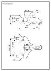 Emmevi Tiffany, однорычажный смеситель для ванны (излив 22,5 см), без набора для душа, цвет черный-з