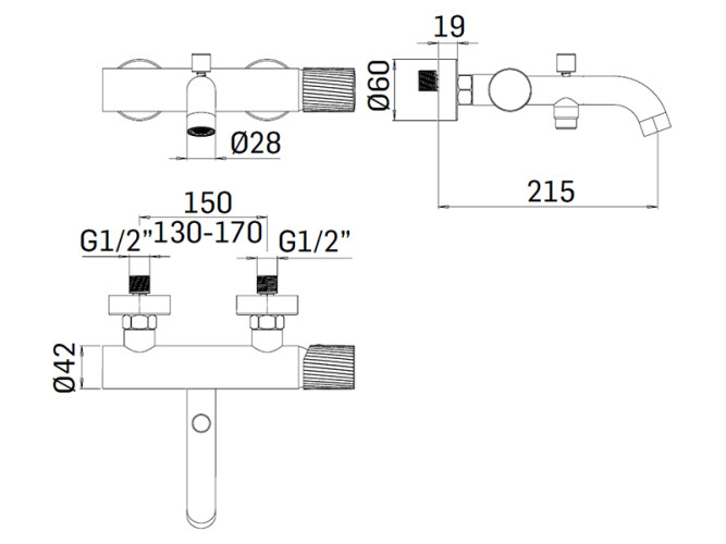 Cмеситель для ванны MAMOLI TUTTODUNPEZZO 1710FB30002G
