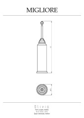 Ершик напольный, колба металл, керамика белая с декором платина, хром Migliore Olivia