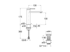 Смеситель для раковины CRISTINA UNIX UX22328