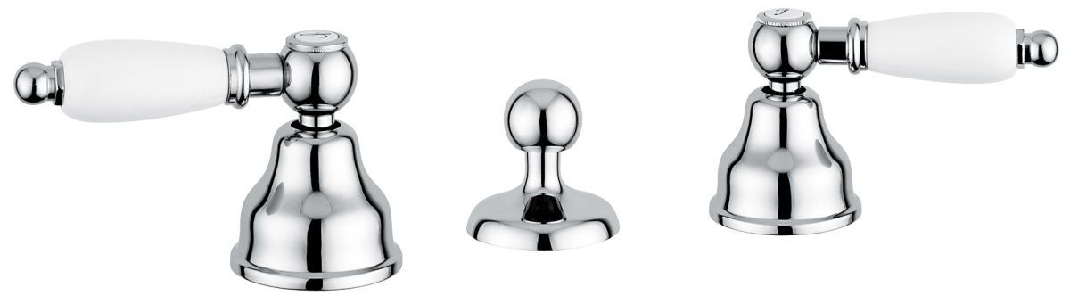 Emmevi Deco Ceramic, группа с донным клапаном для биде на 3 отверстия, цвет хром