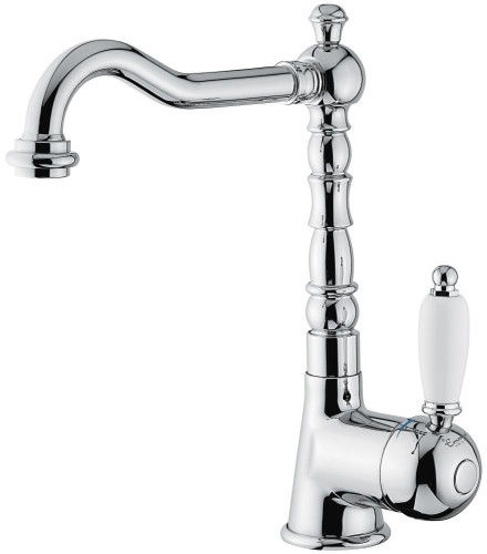 Emmevi Laguna, однорычажный смеситель для раковины (излив 19 см), с донным клапаном, цвет белый-хром