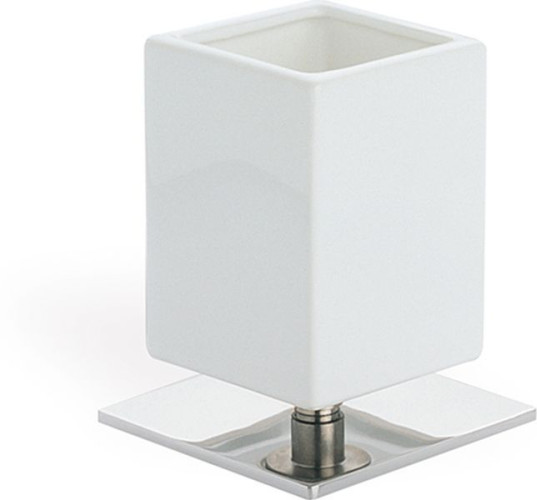 Stil Haus Urania, настольный керамический стакан на ножке, цвет никель сатин - белая керамика