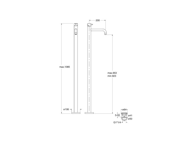 Смеситель для раковины напольный CRISTINA TRICOLORE VERDE TV29046