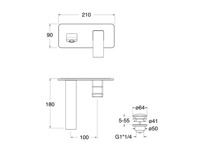 Наружные части смесителя для раковины CRISTINA QUADRI S QS25613