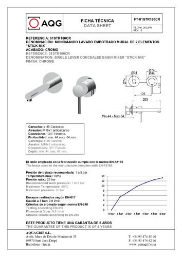 AQG Stick, встраиваемый в стену однорычажный смеситель для раковины, цвет хром