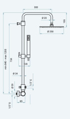 Emmevi Filobrass, душевая колонна, высотой 84-120 см, со смесит., рукоятка без стержня, с круглым антик. верхним душем 25 см, цвет зачищенное золото