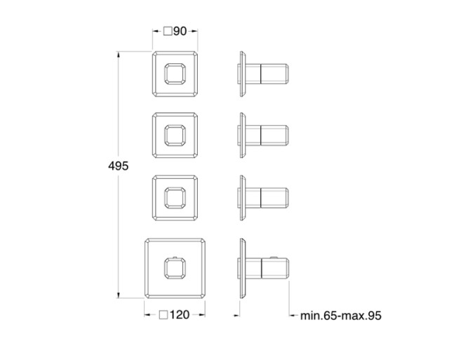 Наружный комплект для термостатического смесителя CRISTINA Thermostatic external parts IT77334
