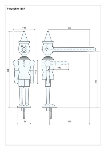 Emmevi Pinocchio, двухрычажный кухонный смеситель (излив 20,6 см), без донного клапана, цвет раскрашенное дерево