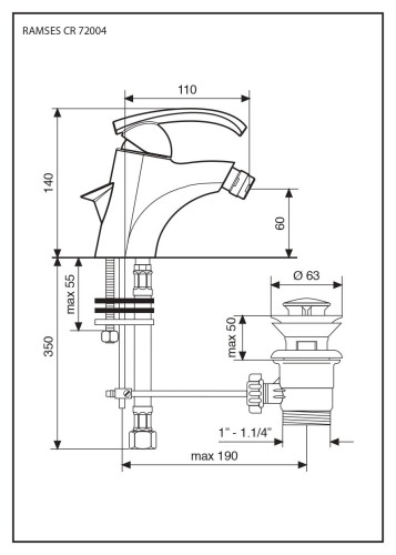Emmevi Ramses, однорычажный смеситель для биде с донным клапаном, цвет хром