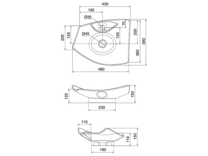 Раковина накладная Scarabeo KONG 8051/R