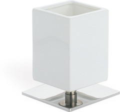 Stil Haus Urania, настольный керамический стакан на ножке, цвет хром - белая керамика