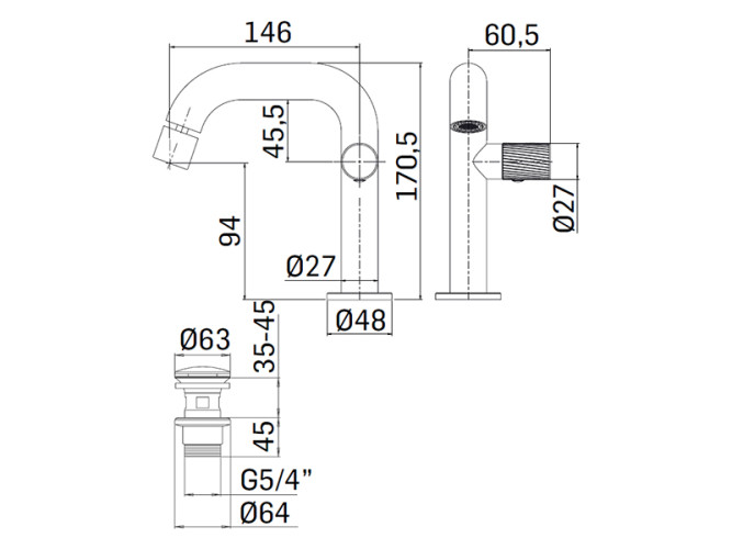 Cмеситель для биде MAMOLI TUTTODUNPEZZO 57100000005A