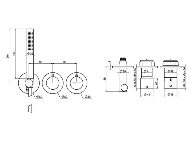 Встроенный термостатический смеситель для душа FIMA CARLO FRATTINI FIMATHERM F3149X9CR