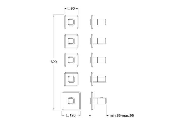 Наружный комплект для термостатического смесителя CRISTINA Thermostatic external parts IT77446P