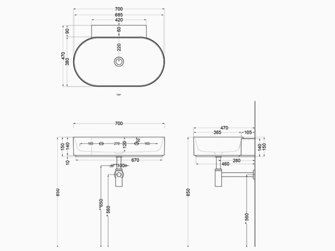 Раковина подвесная CIELO MARE MRLS70SF CN