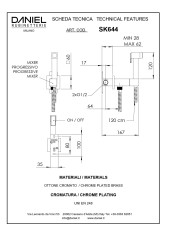 Daniel SkyLine, комплект гигиенического душа квадратной формы, с прогрессивным картриджем, цвет черный матовый